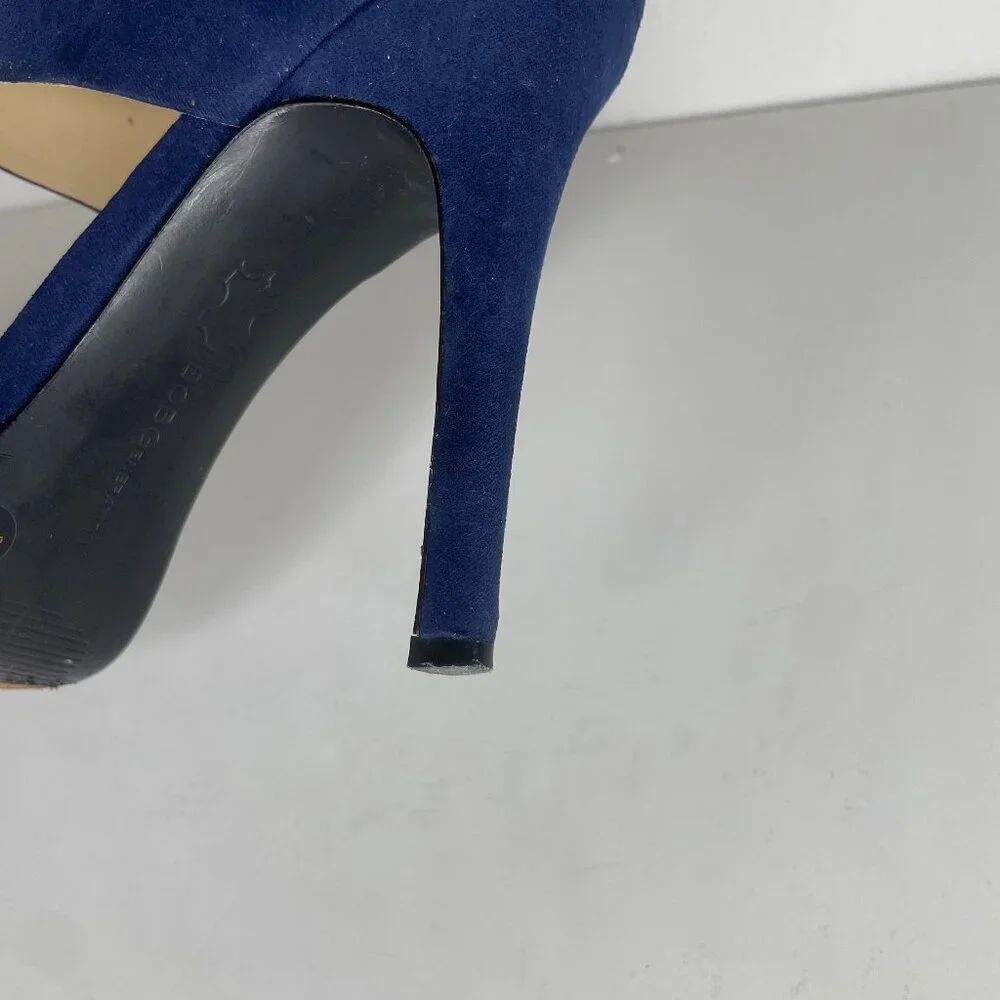BCBGeneration Cobalt Blue Suede Idalaha D’Orsay Peep Toe Ankle Strap Heels 8.5